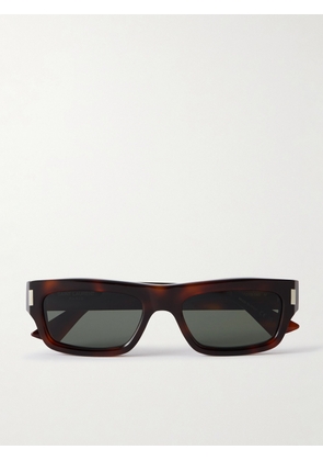 SAINT LAURENT - Rectangular-Frame Tortoiseshell Acetate Sunglasses - Men - Black