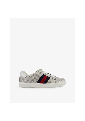 Mens Gucci Ace Shiny Canvas Low-Top Trainers