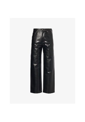 Womens Agolde Ren Wide-Leg High-Rise Leather Trousers