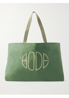 BODE - Logo-Embroidered Waxed-Cotton Tote Bag - Men - Green