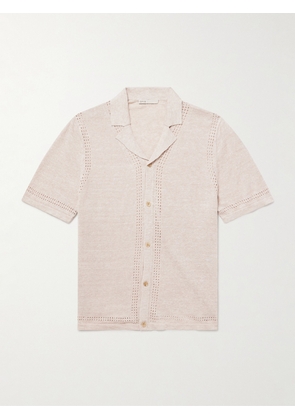 Onia - Camp-Collar Pointelle-Knit Linen Shirt - Men - Neutrals - S