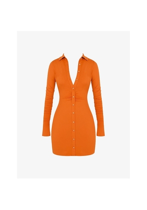 Womens Mistress Rocks Marquis Button-Down Long-Sleeve Stretch-Jersey Mini Dress