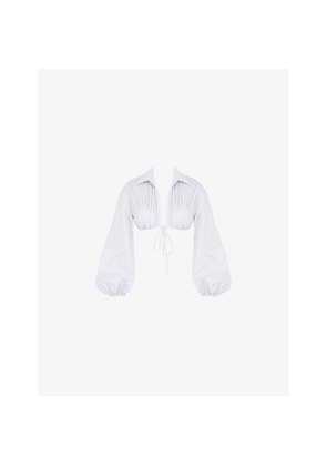 Womens Mistress Rocks Got Plans Tie-Front Cropped Cotton Shirt