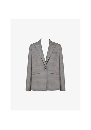 Womens Mistress Rocks Peak-Lapel Single-Breasted Checked Stretch Cotton-Blend Blazer