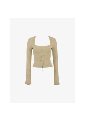 Womens Mistress Rocks Square-Neck Long-Sleeve Stretch-Knit Top