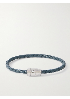 Montblanc - Meisterstück 3-Ring Stainless Steel and Woven Leather Bracelet - Men - Blue