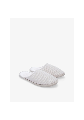 Womens The White Company Waffle Cotton-Blend Slippers