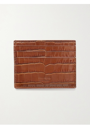 TOM FORD - Croc-Effect Leather Cardholder - Men - Brown