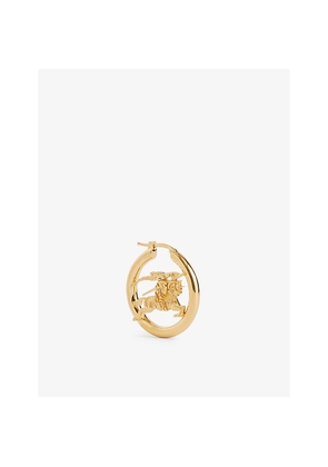 Womens Burberry Ekd Small Yellow Gold-Plated Brass Hoop Earrings