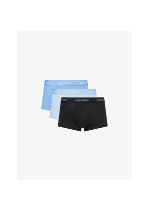 Mens Calvin Klein Icon Logo-Waistband Pack Of Three Stretch-Cotton Trunks