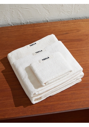 TEKLA - Set-of-Three Logo-Appliquéd Organic Cotton-Terry Towels - Men - Neutrals