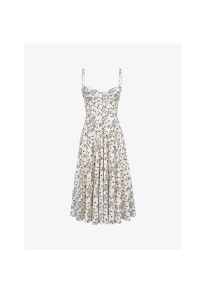 Womens House of CB Steffani Floral-Print Stretch-Cotton Midi Dress