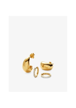 Womens Missoma Dome Pave 18ct Yellow Gold-Plated Vermeil Sterling-Silver and Zirconia Earring Set