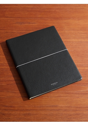 Serapian - Large Logo-Print Full-Grain Cachemire Leather Notebook - Men - Black