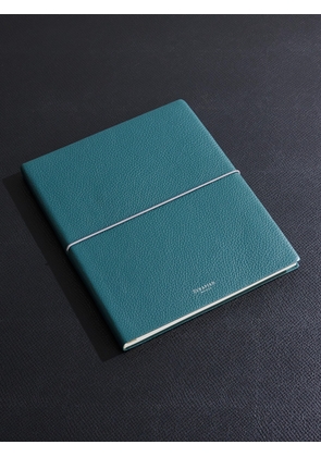 Serapian - Large Logo-Print Full-Grain Cachemire Leather Notebook - Men - Blue