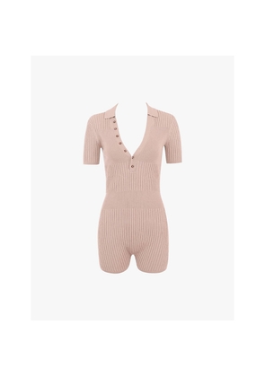 Womens Mistress Rocks Recess Open-Back Ribbed-Knit Playsuit