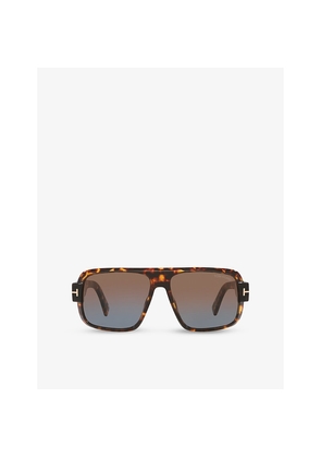 Womens Tom Ford Tr001833 Pilot-Frame Tortoiseshell Acetate Sunglasses
