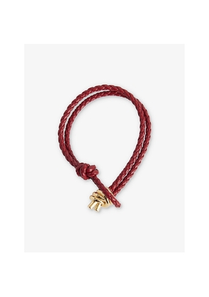 Womens Bottega Veneta Chain-Knot 18ct Yellow Gold-Plated Sterling-Silver Braided Leather Bracelet