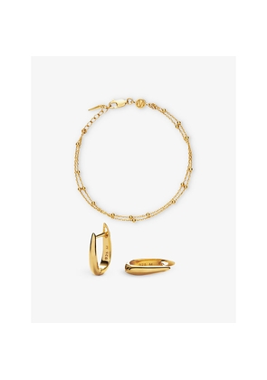 Womens Missoma 18ct Yellow Gold-Plated Vermeil 925 Sterling-Silver Huggie Earrings and Bracelet Set Worth £154