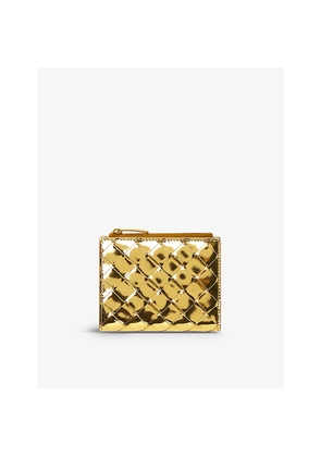 Womens Bottega Veneta Intrecciato Metallic-Leather Bifold Wallet
