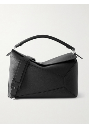 LOEWE - Puzzle Edge Large Logo-Debossed Full-Grain Leather Messenger Bag - Men - Black