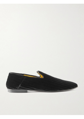 TOM FORD - Striped Velvet Slippers - Men - Black - EU 40