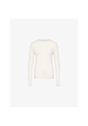 Womens Skin Long-Sleeved Round-Neck Cotton T-Shirt