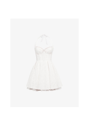 Womens House of CB Harriet Halter Cotton-Blend Mini Dress