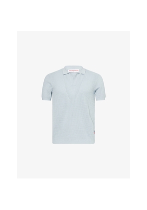 Mens Orlebar Brown Roddy Open Mesh-Stitch Woven Polo Shirt