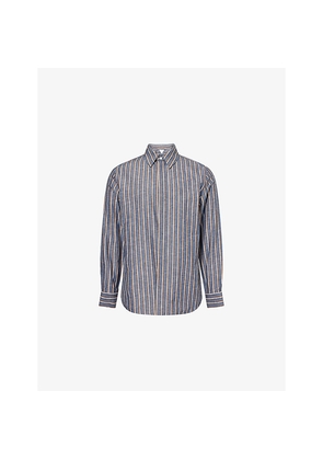 Mens Bottega Veneta Bold-Stripe Regular-Fit Cotton and Linen-Blend Shirt