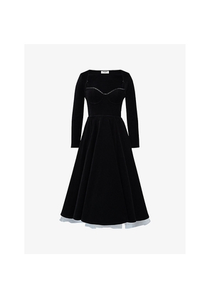 Womens House of CB Mademoiselle Velvet Tulle Midi Dress