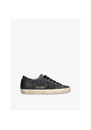 Womens Golden Goose Super Star 90100 Glitter-Embellished Leather Low-Top Trainers