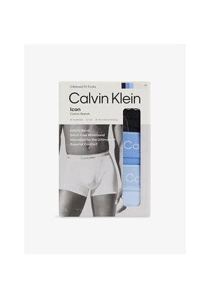 Mens Calvin Klein Icon Pack-Of-Three Relaxed-Fit Stretch-Cotton Trunks