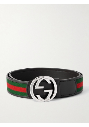 Gucci - 4cm Webbing-Trimmed Leather Belt - Men - Brown - EU 85