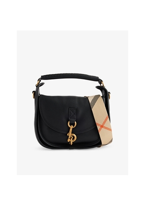 Womens Burberry Small B Clip Leather Messenger Bag