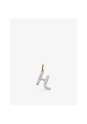 Womens Monica Vinader H Letter 14ct Yellow-Gold and Lab-Grown Diamond Charm