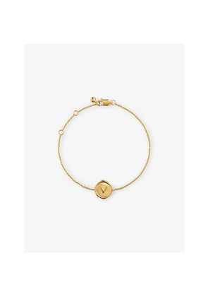 Womens Monica Vinader Initial V Stamp 18ct Yellow Gold Vermeil Chain Bracelet
