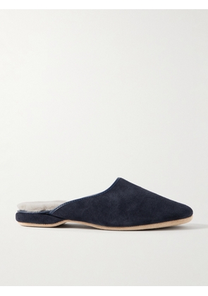 Derek Rose - Shearling-Lined Suede Slippers - Men - Blue - UK 7