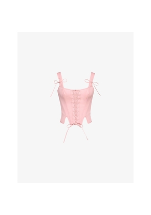 Womens House of CB Callie Lace-Up Stretch-Cotton Corset Top