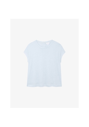 Womens The White Company Button-Back Short-Sleeve Linen-Jersey Top