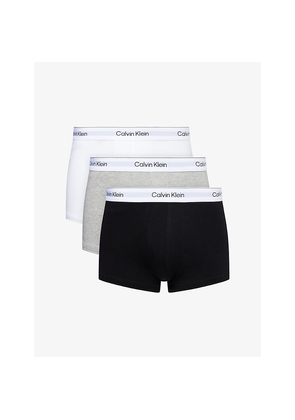 Mens Calvin Klein Icon Logo-Waistband Pack Of Three Stretch-Cotton Trunks