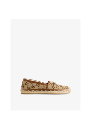 Womens Gucci Horsebit GG Canvas Espadrilles