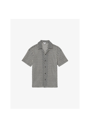 Mens Reiss Sterling Open-Crochet Cotton-Blend Shirt