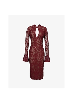 Womens House of CB Pierette Keyhole-Neck Stretch-Lace Midi Dress