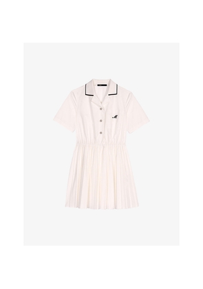 Womens Maje Logo-Embroidered Button-Down Cotton-Poplin Mini Dress