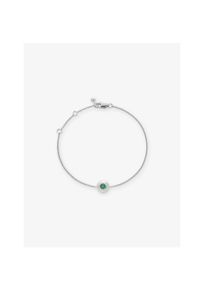 Womens Monica Vinader May Birthstone 925 Sterling-Silver and Emerald Chain Bracelet