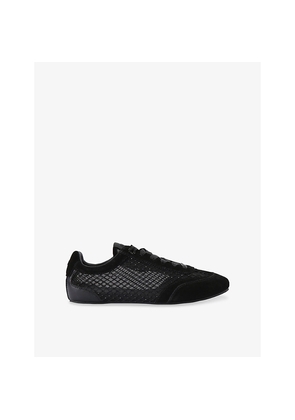 Womens KG Kurt Geiger Listen Rhinestone-Embellished Mesh and Suede Low-Top Trainers