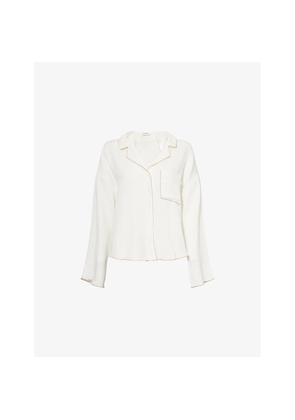 Womens Lounge Underwear Crinkle Cropped Woven Pyjama Shirt