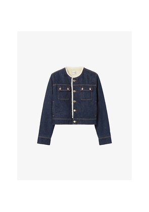 Womens Claudie Pierlot Round-Neck Chest-Pocket Denim Jacket