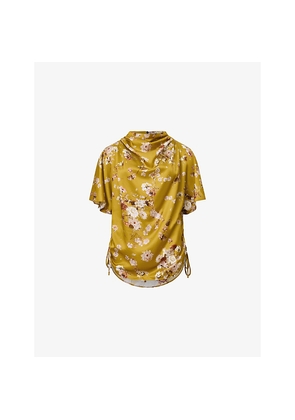 Womens Allsaints Leslie Floral-Print Viscose and Silk-Blend Top
